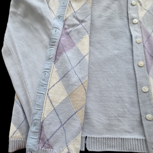 Brooks Brothers Blue and Purple Argyle Cardigan - Picture 2 of 5